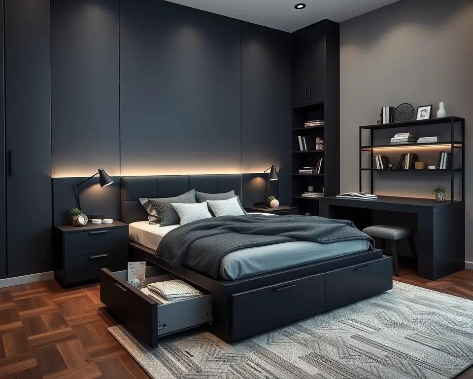 male-friendly bedroom storage